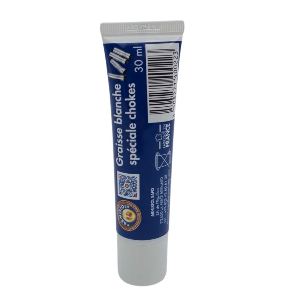 Graisse blanche spéciale chokes tube 30 ml pour protéger les chokes ou les rallonges de canon de la corrosion de de toute blocage du filetage. Garantit une parfaite lubrification à basse et haute température.